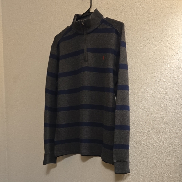 Polo Ralph Lauren Gray and Navy 1/4-Zip-Up Shirt - XL (18-20) - Picture 3 of 13